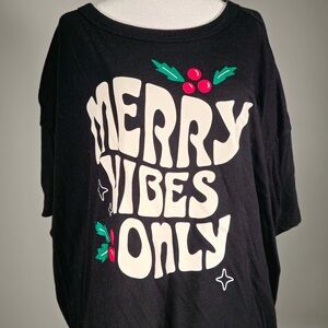 NWOT Merry Vibes Only Graphic Tee - Black